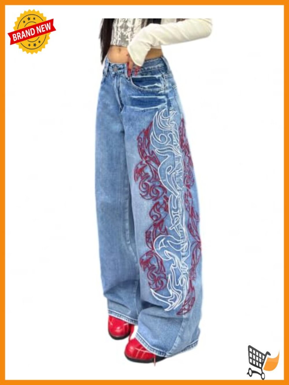 Women Baggy Wide Leg Boyfriend Denim Jeans